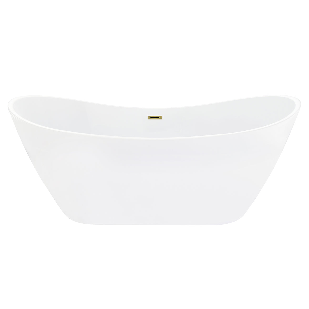 Vansza 67" x 32" Flatbottom Freestanding Acrylic Soaking Bathtub in Glossy White with Drain and Overflow