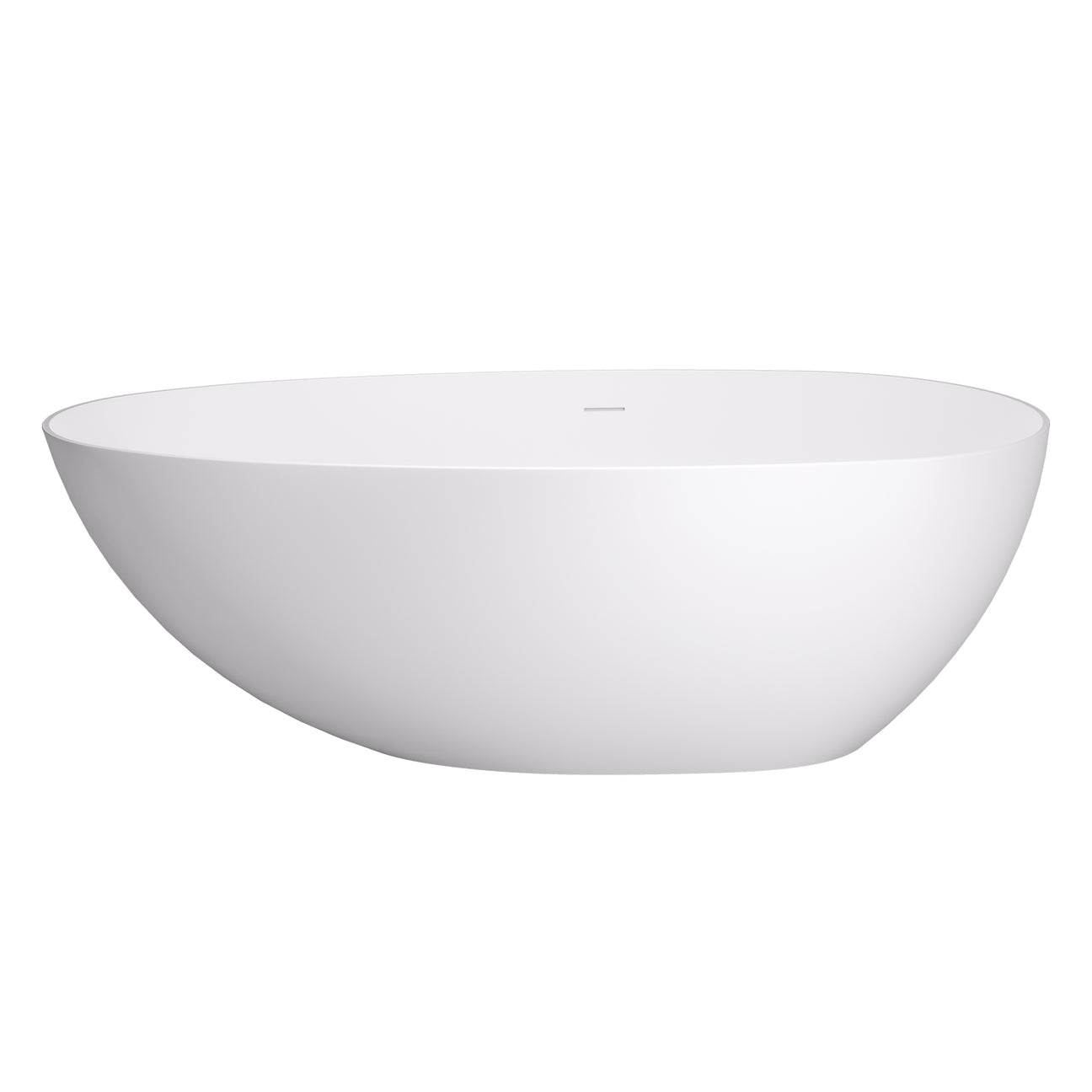 Giotto Solid Surface Soaking Bathtub in Matte White with Matte White Drain and Integrated Overflow