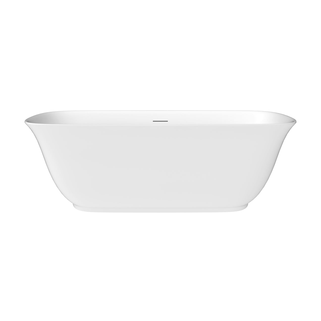 Sarnia Flatbottom Freestanding Acrylic Soaking Bathtub in Glossy White with Drain and Integrated Overflow
