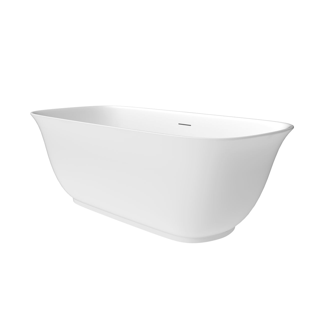 Sarnia Flatbottom Freestanding Acrylic Soaking Bathtub in Glossy White with Drain and Integrated Overflow