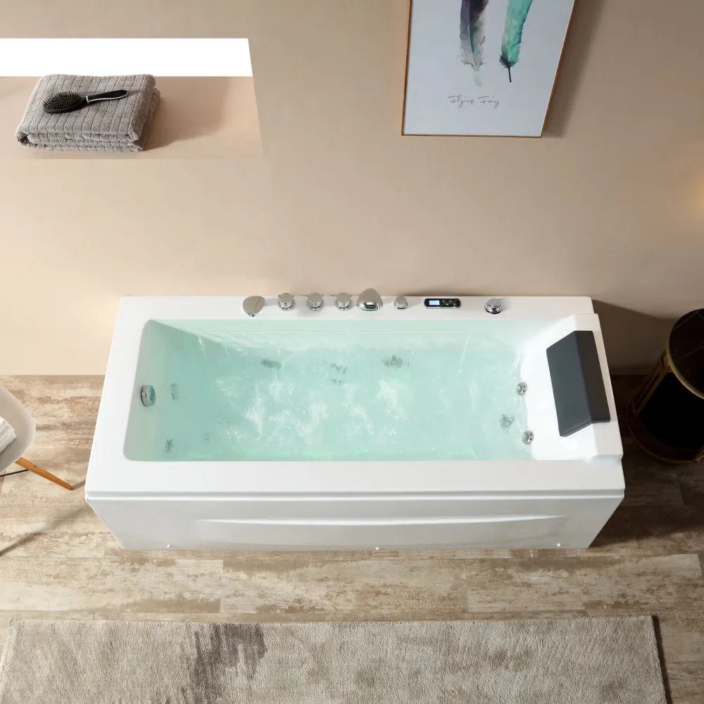 whirlpool bath tub with left drain dual massage Empava-67JT351LED overlook view