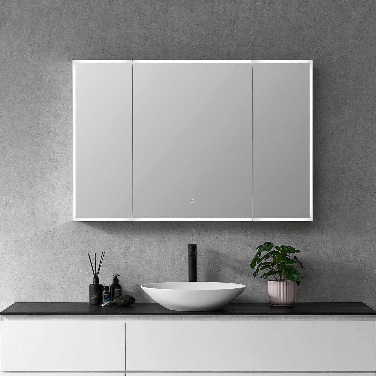 Carsoli Rectangle Frameless Surface-Mount/Recessed LED Lighted Bathroom Medicine Cabinet