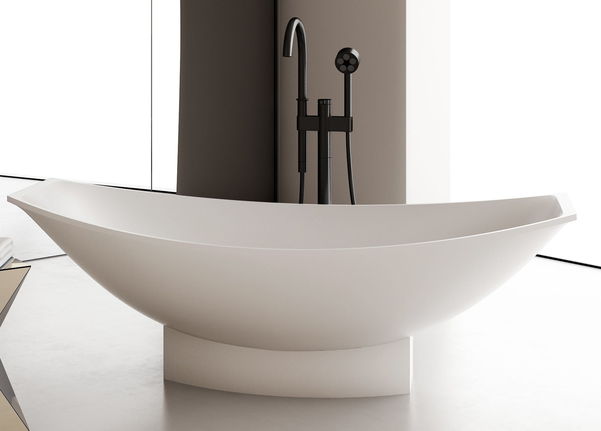 ALFI brand AB9991 White Matte 71" Solid Surface Resin Free Standing Hammock Style Bathtub