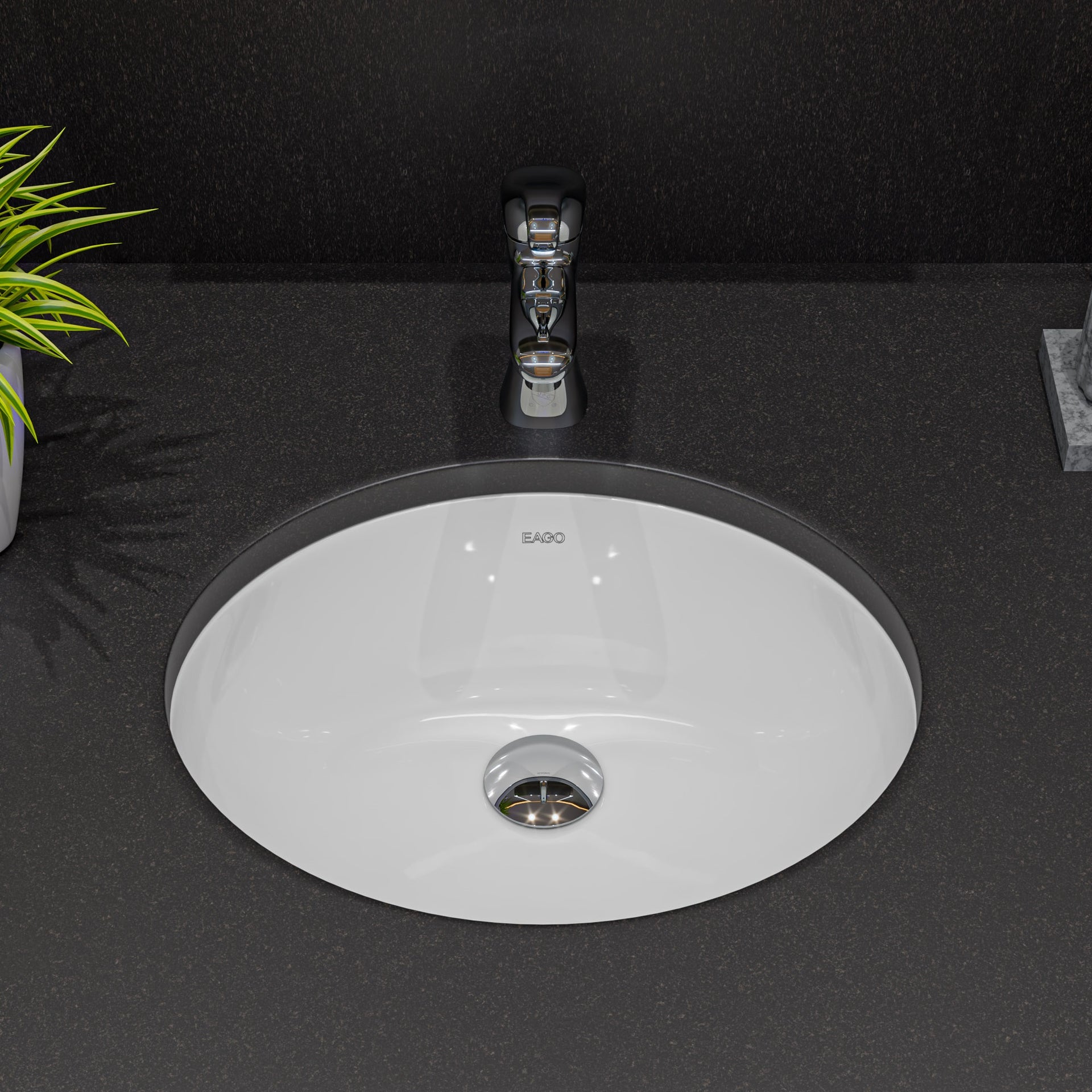 EAGO BC224 White Ceramic 18"x15" Undermount Oval Bathroom Sink