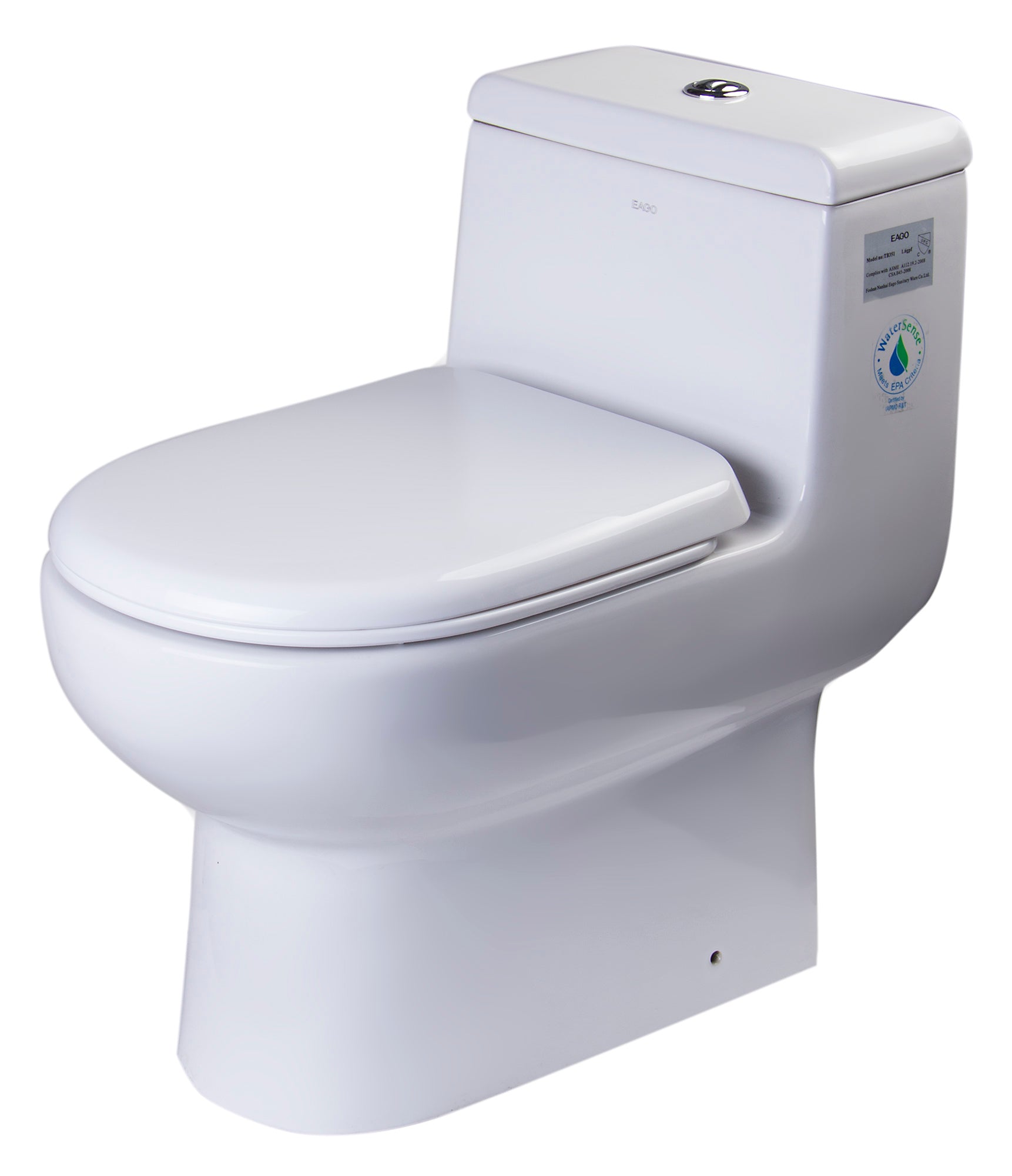 EAGO TB351 DUAL FLUSH ONE PIECE ECO-FRIENDLY HIGH EFFICIENCY LOW FLUSH CERAMIC TOILET